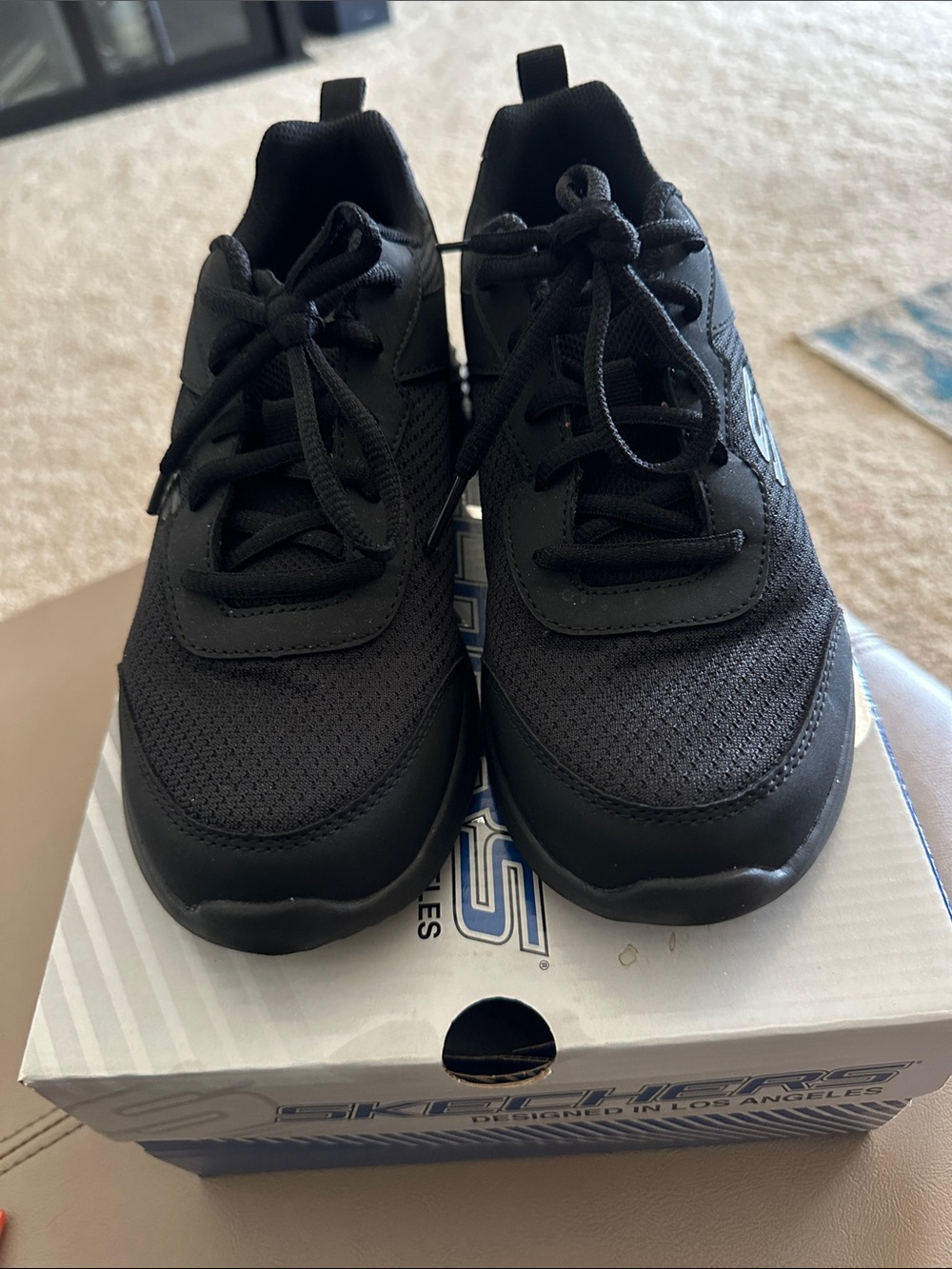 Skechers Kids Black Lace-Up Mesh Athletic Sneakers